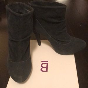 Navy Blue suede booties.